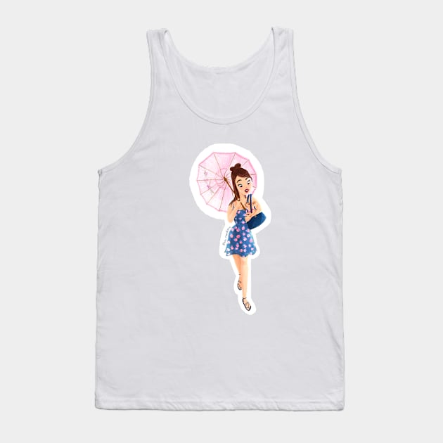 Girl with Puppy Tank Top by LeilaCharaf